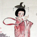 Chinese painting: lady in robe